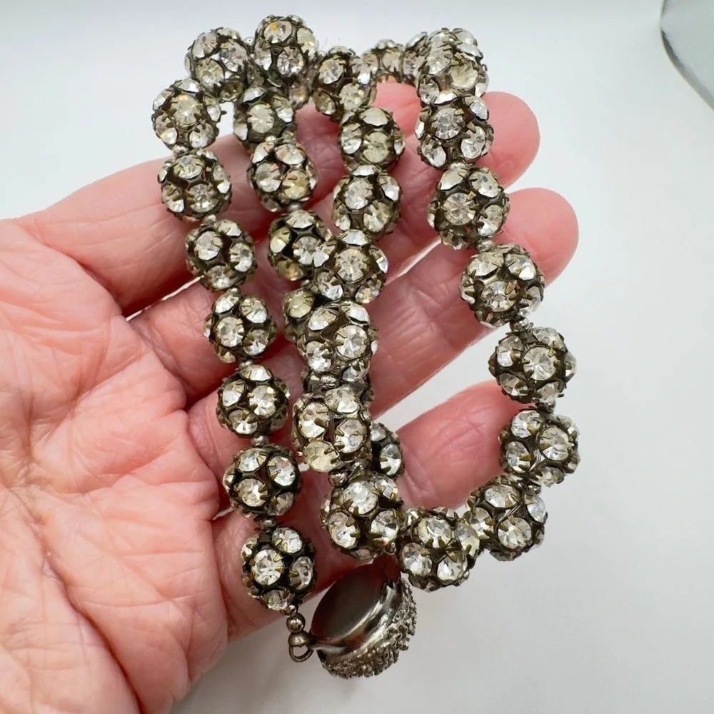 Vintage Rhinestone Necklace Disco Ball Style 16